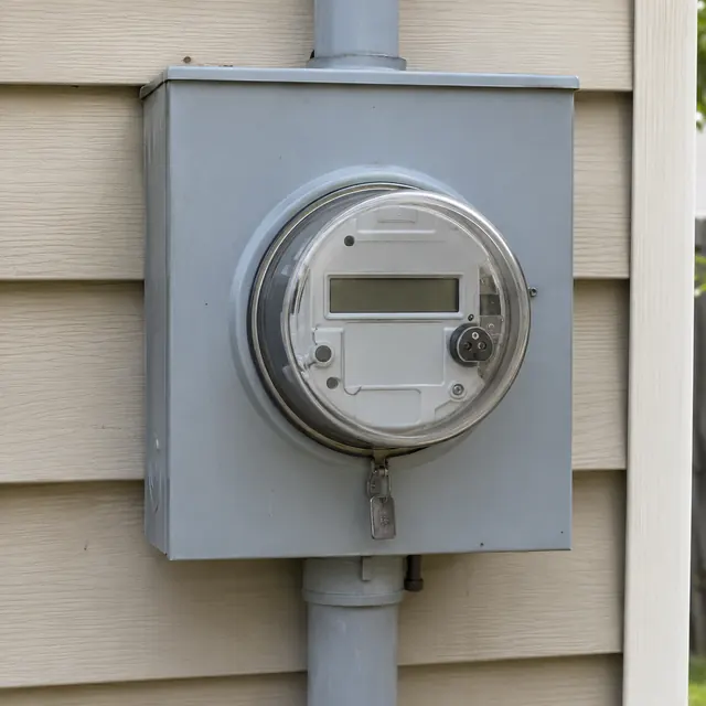 Detalle de un medidor eléctrico en su caja